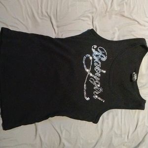 Black gemmed baby girl tank top